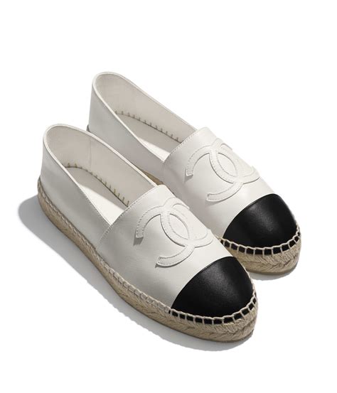 chanel white black espadrilles flats